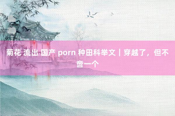 菊花 流出 国产 porn 种田科举文｜穿越了，但不啻一个