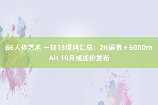 66人体艺术 一加13爆料汇总：2K屏幕＋6000mAh 10月或加价发布