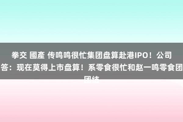 拳交 國產 传鸣鸣很忙集团盘算赴港IPO！公司回答：现在莫得上市盘算！系零食很忙和赵一鸣零食团结