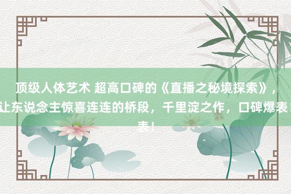 顶级人体艺术 超高口碑的《直播之秘境探索》，让东说念主惊喜连连的桥段，千里淀之作，口碑爆表！