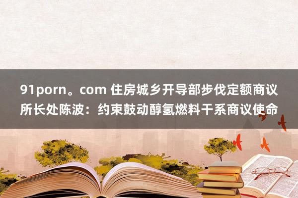 91porn。com 住房城乡开导部步伐定额商议所长处陈波：约束鼓动醇氢燃料干系商议使命