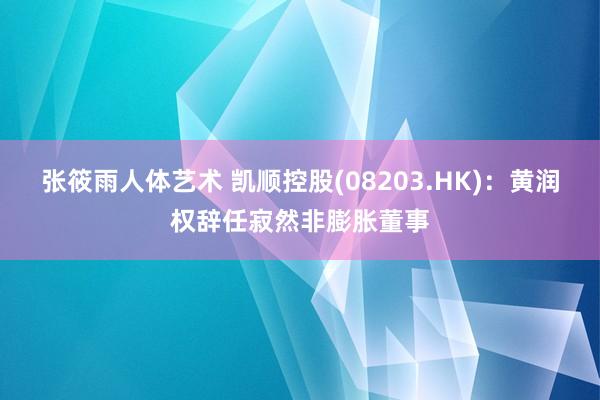 张筱雨人体艺术 凯顺控股(08203.HK)：黄润权辞任寂然非膨胀董事