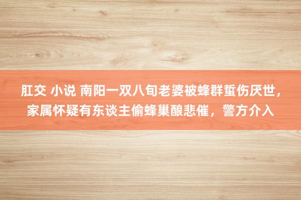 肛交 小说 南阳一双八旬老婆被蜂群蜇伤厌世，家属怀疑有东谈主偷蜂巢酿悲催，警方介入