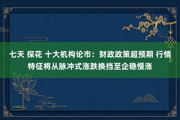 七天 探花 十大机构论市：财政政策超预期 行情特征将从脉冲式涨跌换挡至企稳慢涨