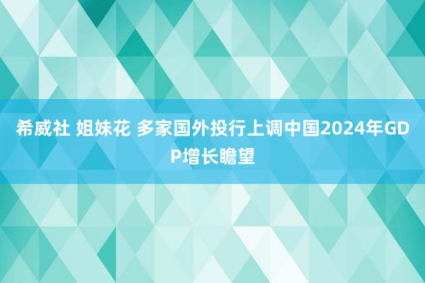 希威社 姐妹花 多家国外投行上调中国2024年GDP增长瞻望