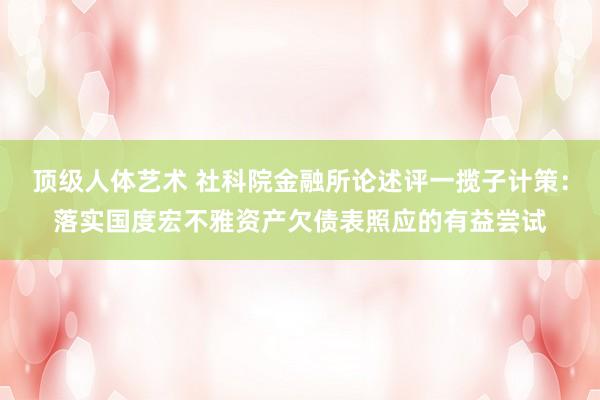 顶级人体艺术 社科院金融所论述评一揽子计策：落实国度宏不雅资产欠债表照应的有益尝试