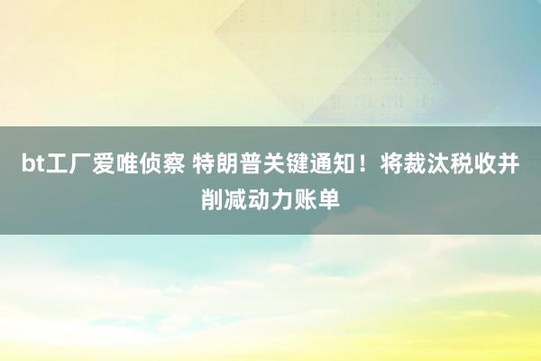 bt工厂爱唯侦察 特朗普关键通知！将裁汰税收并削减动力账单