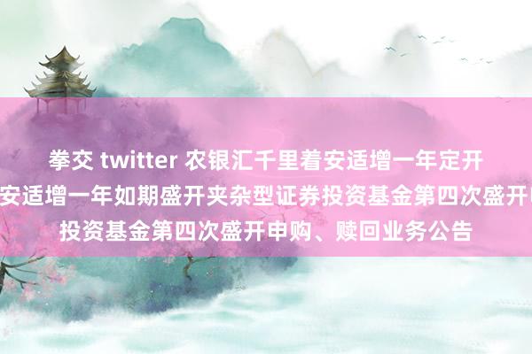 拳交 twitter 农银汇千里着安适增一年定开夹杂: 农银汇千里着安适增一年如期盛开夹杂型证券投资基金第四次盛开申购、赎回业务公告