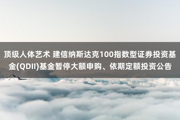 顶级人体艺术 建信纳斯达克100指数型证券投资基金(QDII)基金暂停大额申购、依期定额投资公告