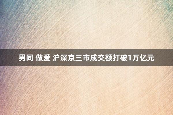 男同 做爱 沪深京三市成交额打破1万亿元