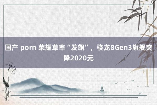 国产 porn 荣耀草率“发飙”，骁龙8Gen3旗舰突降2020元