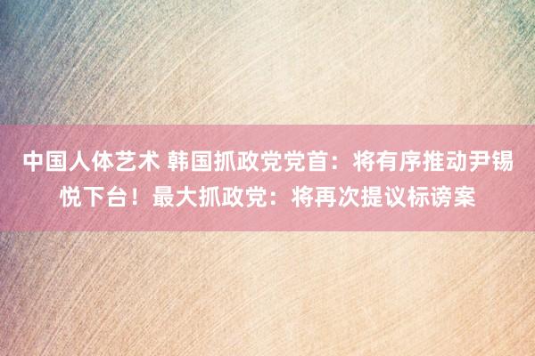 中国人体艺术 韩国抓政党党首：将有序推动尹锡悦下台！最大抓政党：将再次提议标谤案