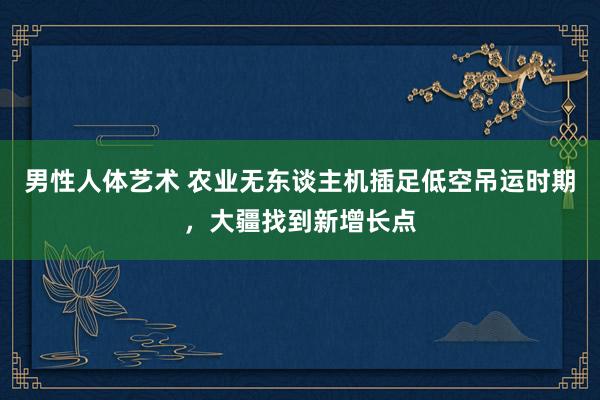 男性人体艺术 农业无东谈主机插足低空吊运时期，大疆找到新增长点