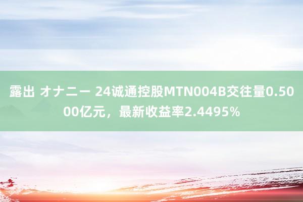 露出 オナニー 24诚通控股MTN004B交往量0.5000亿元，最新收益率2.4495%