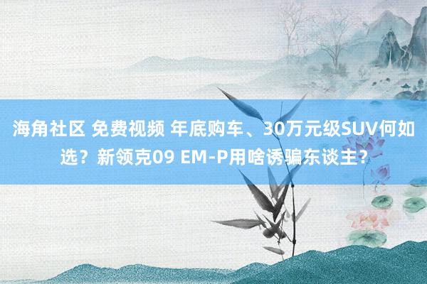 海角社区 免费视频 年底购车、30万元级SUV何如选？新领克09 EM-P用啥诱骗东谈主？