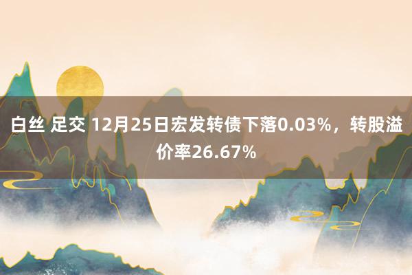 白丝 足交 12月25日宏发转债下落0.03%，转股溢价率26.67%