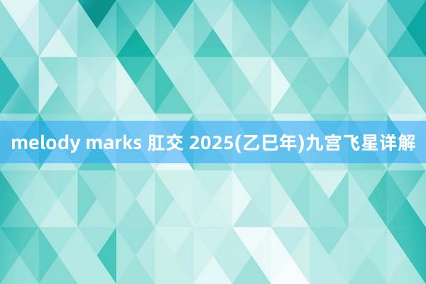 melody marks 肛交 2025(乙巳年)九宫飞星详解