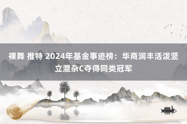 裸舞 推特 2024年基金事迹榜：华商润丰活泼竖立混杂C夺得同类冠军