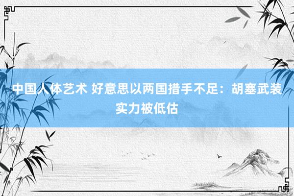 中国人体艺术 好意思以两国措手不足：胡塞武装实力被低估