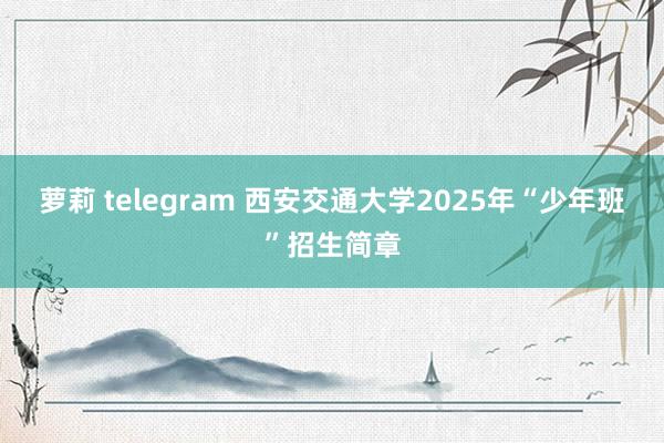 萝莉 telegram 西安交通大学2025年“少年班”招生简章