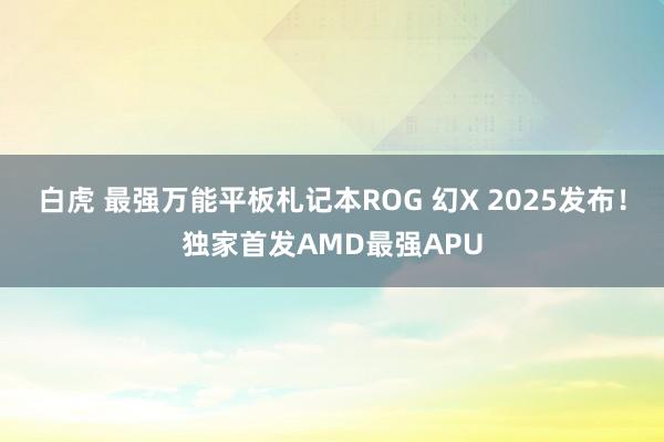 白虎 最强万能平板札记本ROG 幻X 2025发布！独家首发AMD最强APU