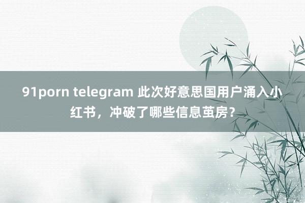 91porn telegram 此次好意思国用户涌入小红书，冲破了哪些信息茧房？